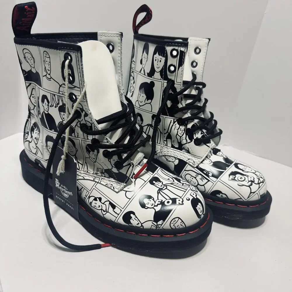 Doc Dr Martens Air Wair Lace Up Combat Boots White Women's 5 NWT Fuluki Kanai